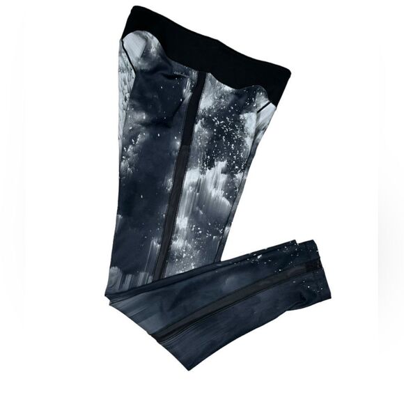 Adidas Climalite Black & White & Grey Tie Dye Mid Rise Activewear Legging - Picture 6 of 10